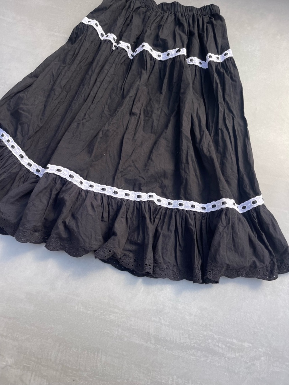 Black Eyelet Ruffle Prairie Skirt - Picture 2 of 3